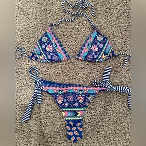 Blue Patterned Bikini Set